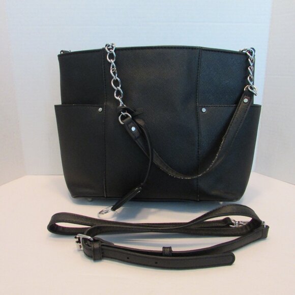 Miztique Satchel Vegan Leather Black Cross-Body, Detachable Strap - Picture 7 of 8